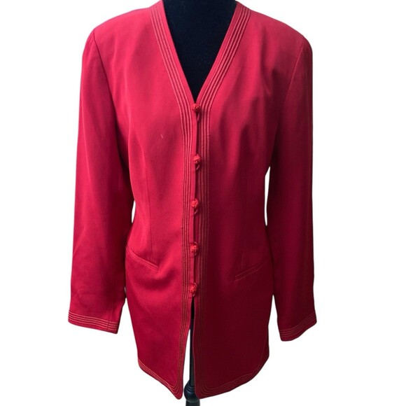 Ann Taylor Jackets & Blazers - Vintage‎ 80s Ann Taylor Silk Jacket Blazer Size 6 Red Lined Office Preppy
